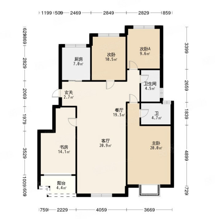 德政小区3室1厅1卫162㎡南北55万