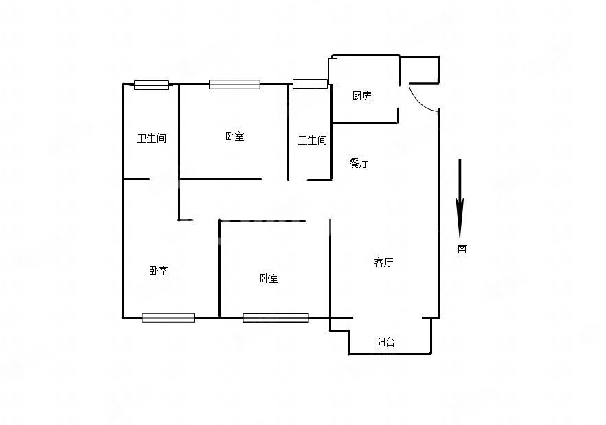 壹号公馆3室2厅2卫138.81㎡南北82.5万