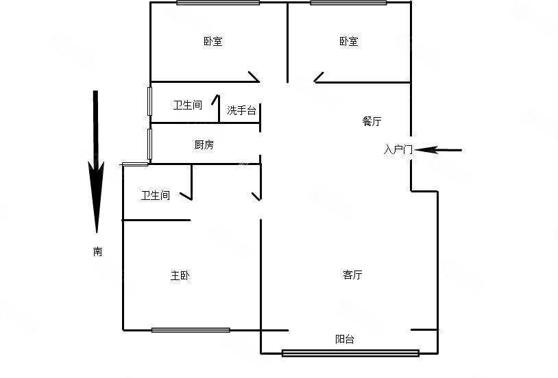 德润香山府3室2厅2卫102.2㎡南北193万