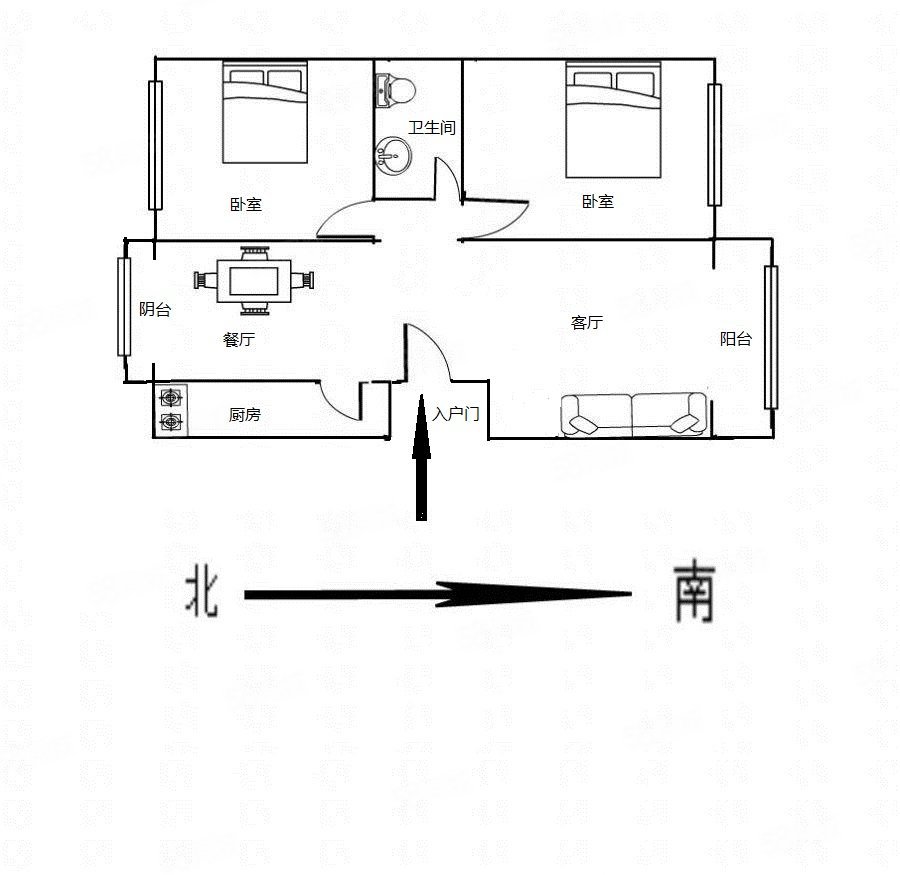 保利花园(三期)2室2厅1卫106㎡南北95万