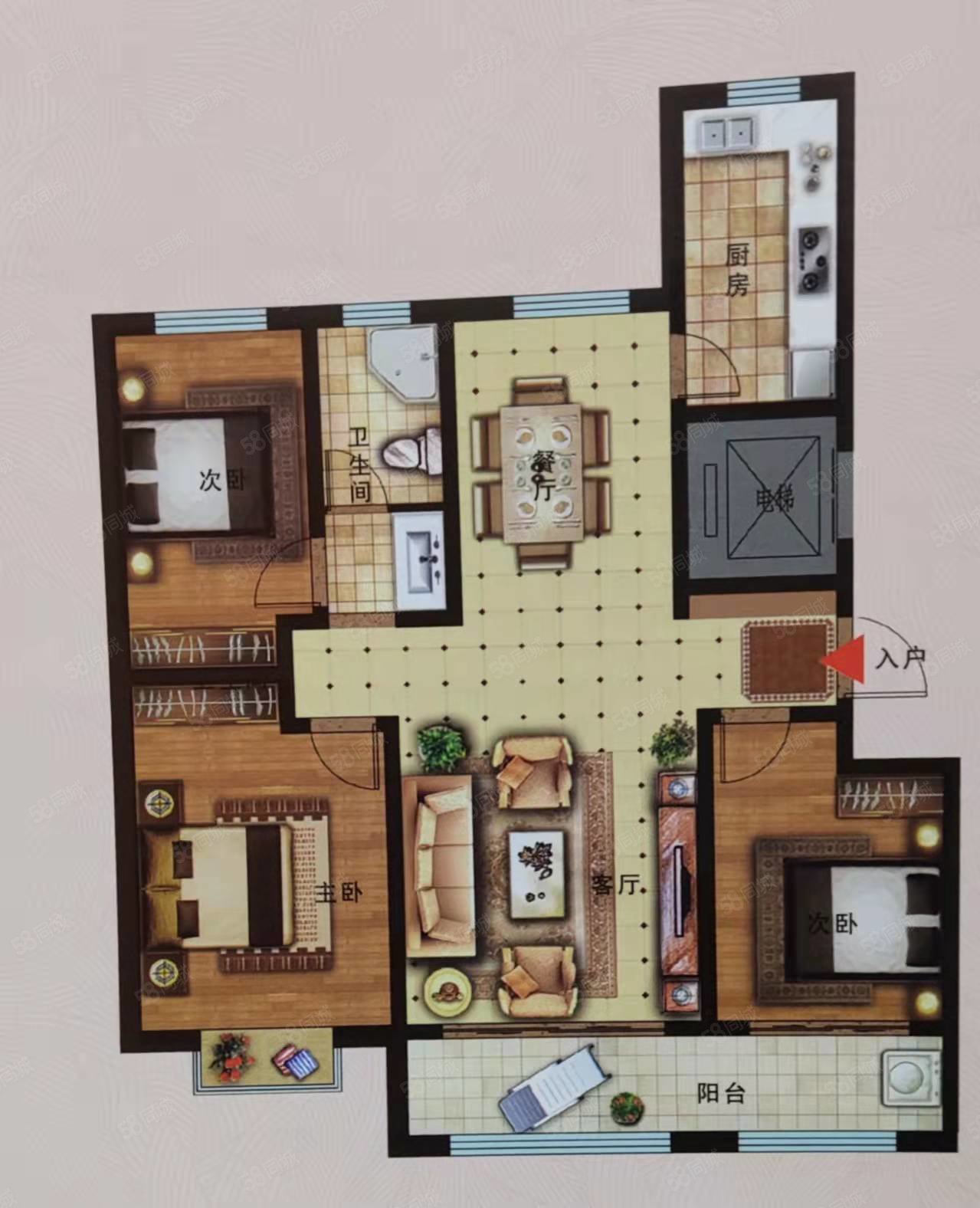 【10图】中央悦府 好楼层 带车位 西边户 四室 有证满二可分期,中央