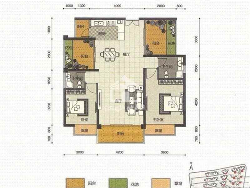 荣和摩客社区4室2厅2卫116.58㎡东130万