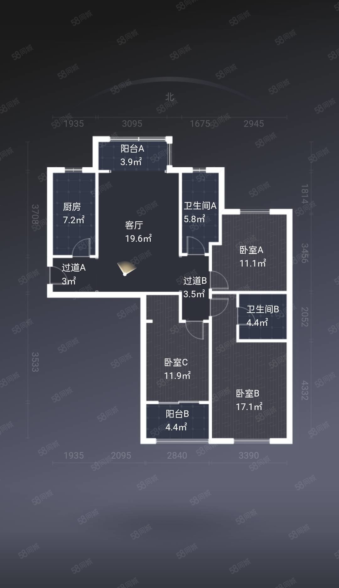 长城一品3室2厅2卫132㎡南北106万