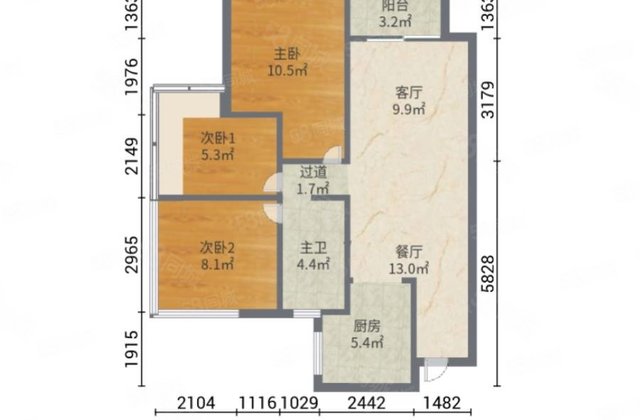 御江南国际社区3室2厅89.44㎡55万二手房图片