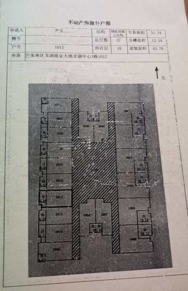 金大地龙湖中心1室1厅1卫43.78㎡南23万