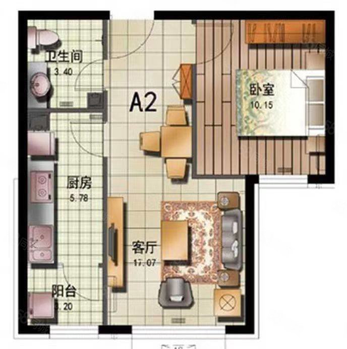 财富公馆1室2厅1卫60㎡南北27万