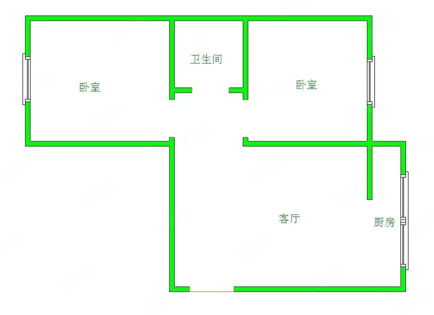 枫林小镇B区2室1厅1卫53.4㎡南北16.8万