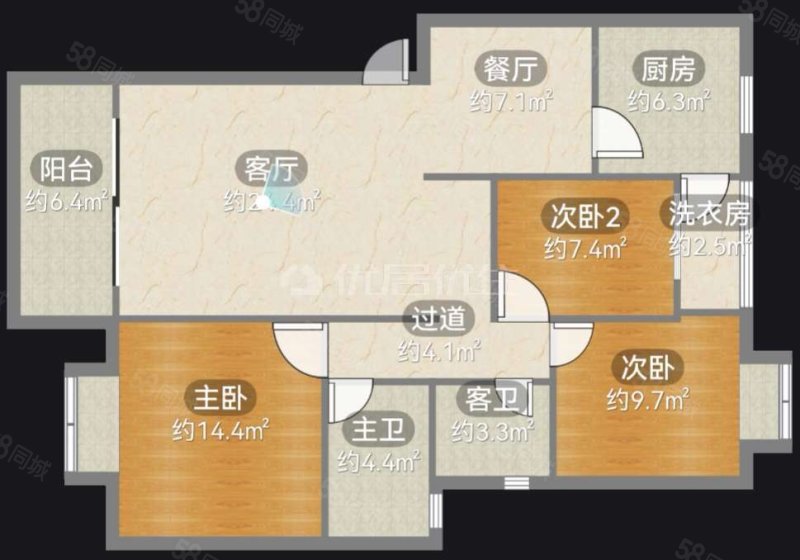 巴山夜雨3室2厅2卫105㎡南78万