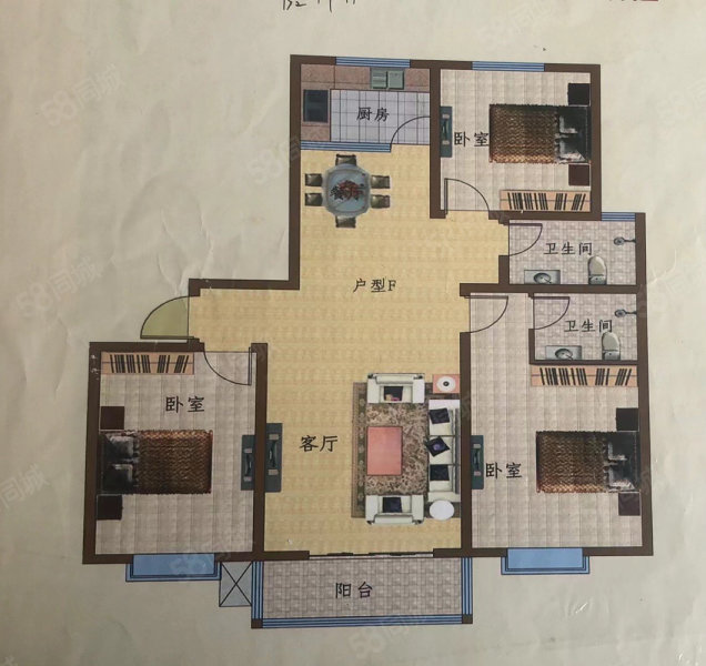 朗润园(定兴)3室2厅2卫131㎡南北135万