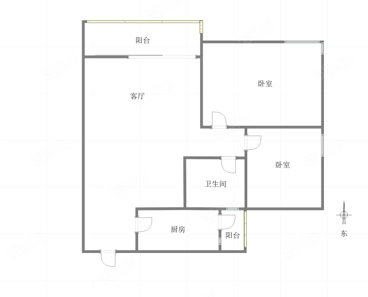 同心家园(A区)2室2厅1卫80㎡南北68万