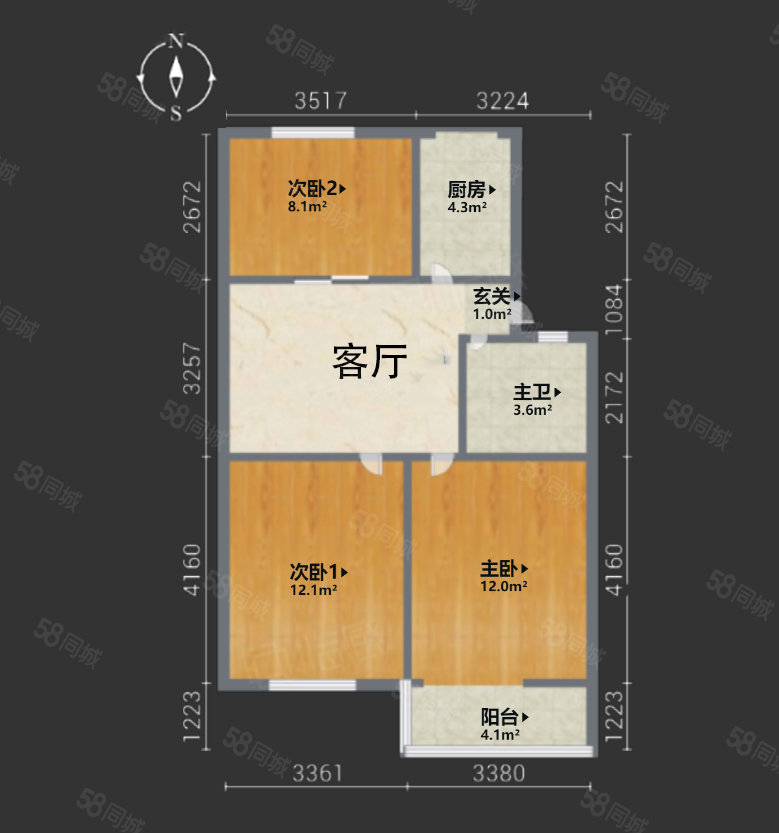 栈塘住宅小区3室1厅1卫78.8㎡南北63万