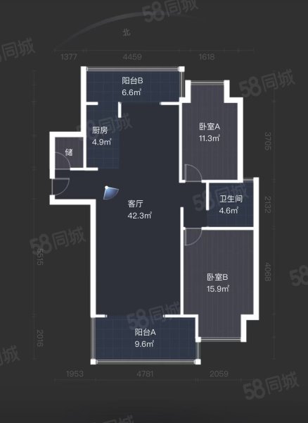 中南世纪城(崇川北区)3室2厅1卫110㎡南185万