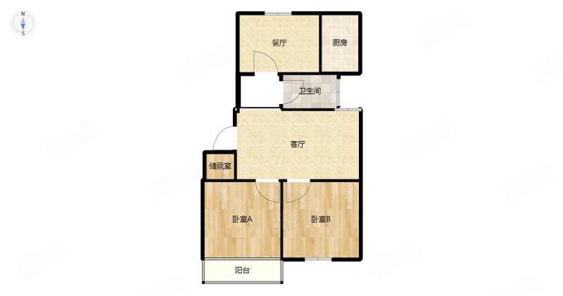 巨龙小区2室2厅1卫77㎡南北86万