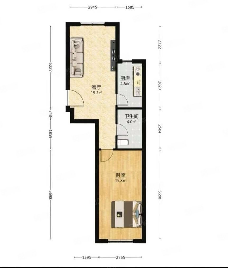 南宮嘉園1室1廳1衛(wèi)61.08㎡南北165萬(wàn)