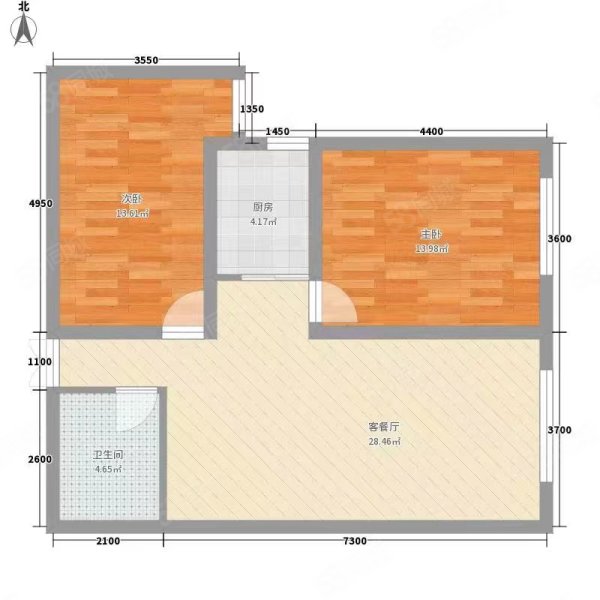 金力和小区2室2厅2卫117㎡南北115万