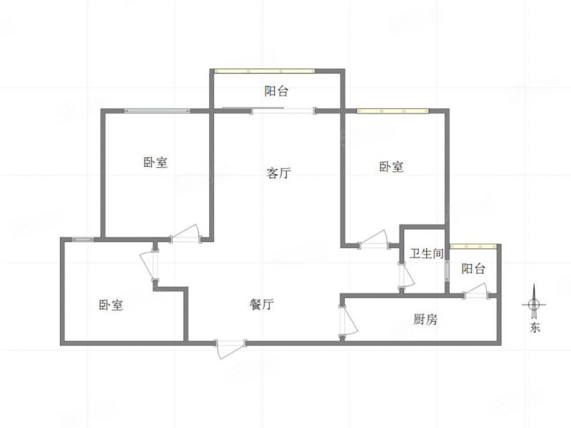 联发龙洲湾1号C区3室2厅1卫78.02㎡南北69万