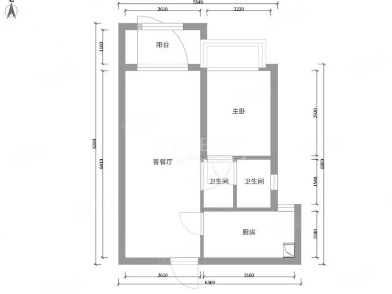 宏晟时代广场2室1厅1卫55.17㎡南23.8万