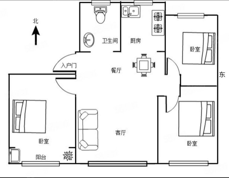 恒信华府3室2厅2卫127.5㎡南北69.8万