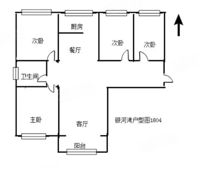 银河湾4室2厅1卫119.95㎡南北170万