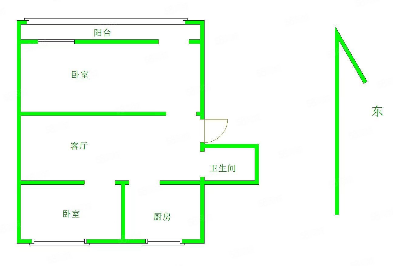 公交住宅小区2室1厅1卫59.9㎡南北30万