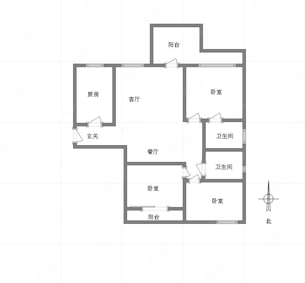 越昕晖3室2厅2卫97㎡南121.5万