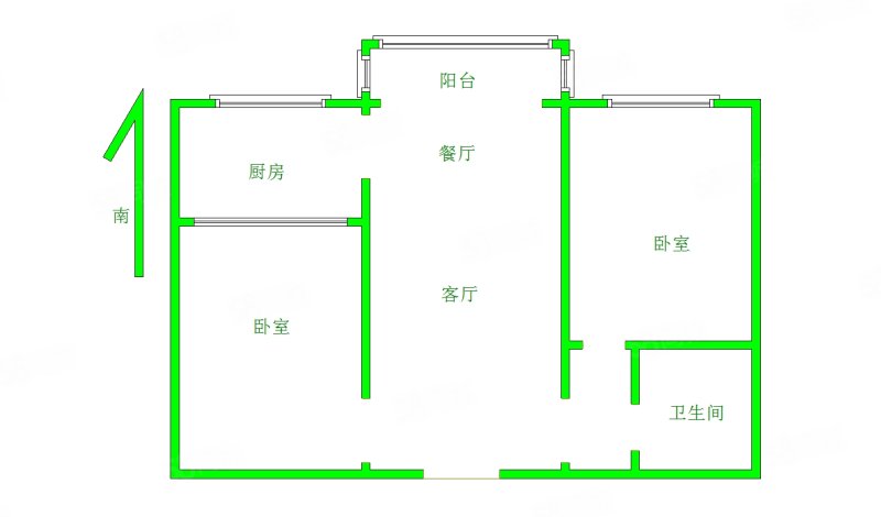 鑫潮花园2室2厅1卫65㎡南北54万