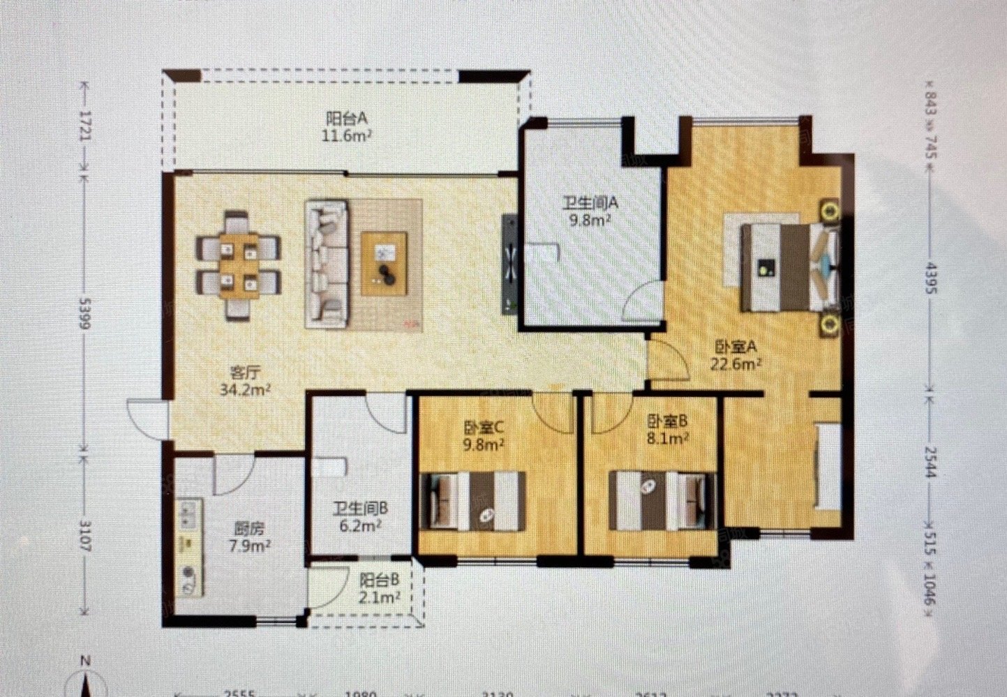 远大美域4室2厅2卫139.88㎡南162万
