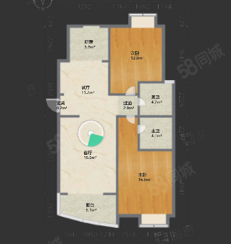 名盛苑2室2厅2卫108㎡南北975万