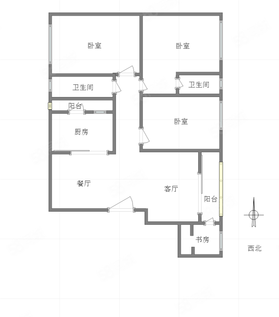 龙湖两江新宸云澜4室2厅2卫123㎡北185万