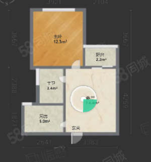 大宁龙盛雅苑1室1厅1卫48.17㎡南北421万