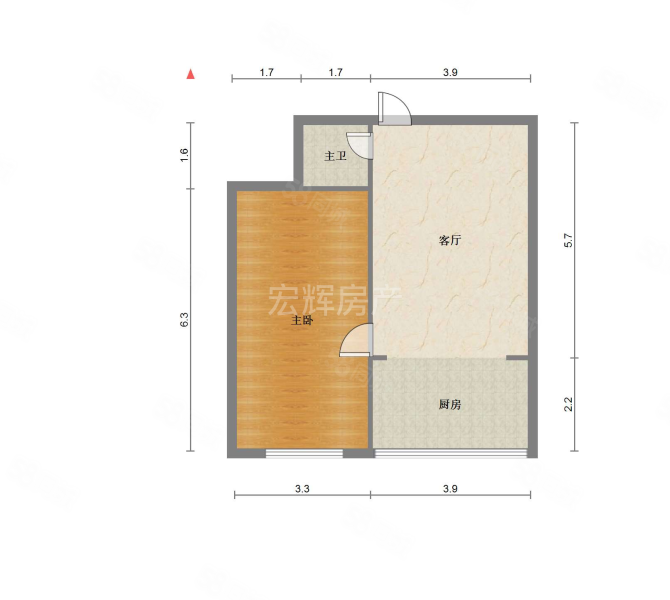 兰木小区1室1厅1卫61.01㎡南49万