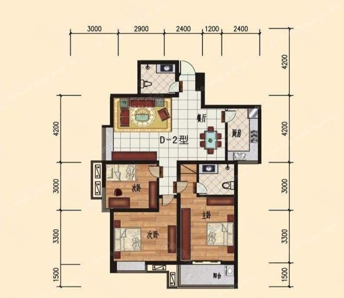 美丽泽京爱尚里3室2厅2卫93㎡南北60万