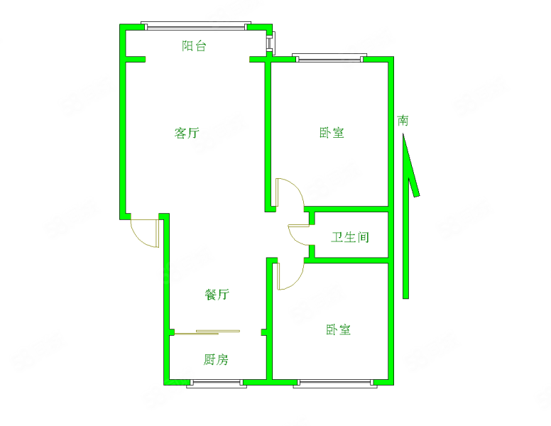 呼得木林大街11号街坊2室2厅1卫81㎡南北80万