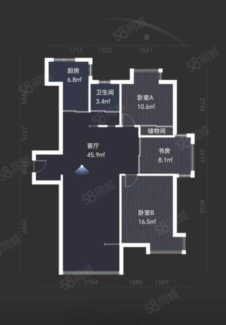 苏建学府雅居3室2厅1卫112.88㎡南北348万