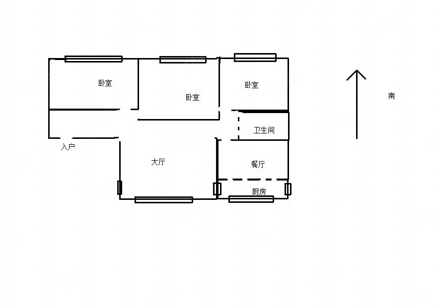 冶金宿舍3室2厅1卫109.23㎡南北90万