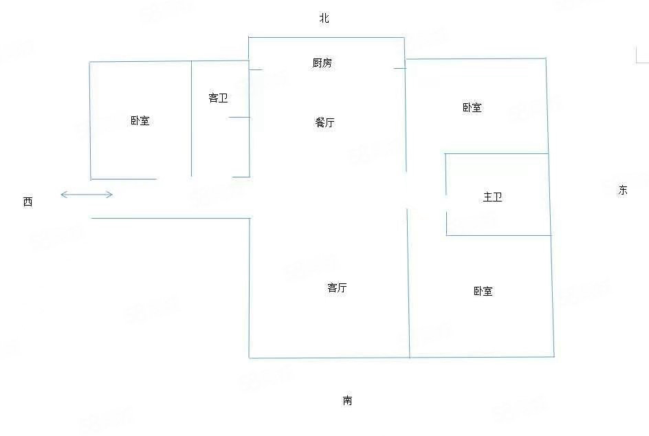 世邦城市广场小区3室2厅2卫109㎡南北63万