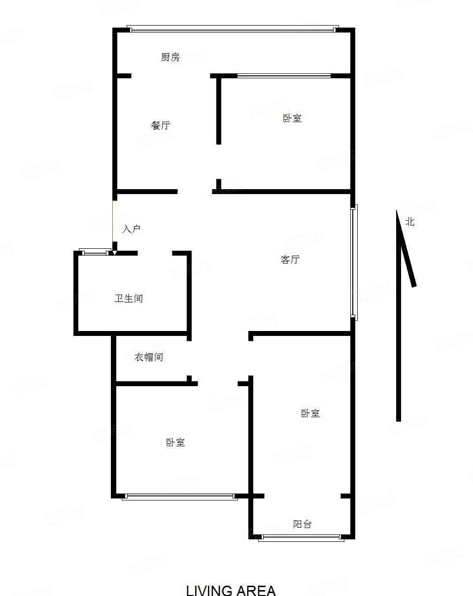 纸箱厂宿舍(安次)3室2厅1卫100㎡南北47万