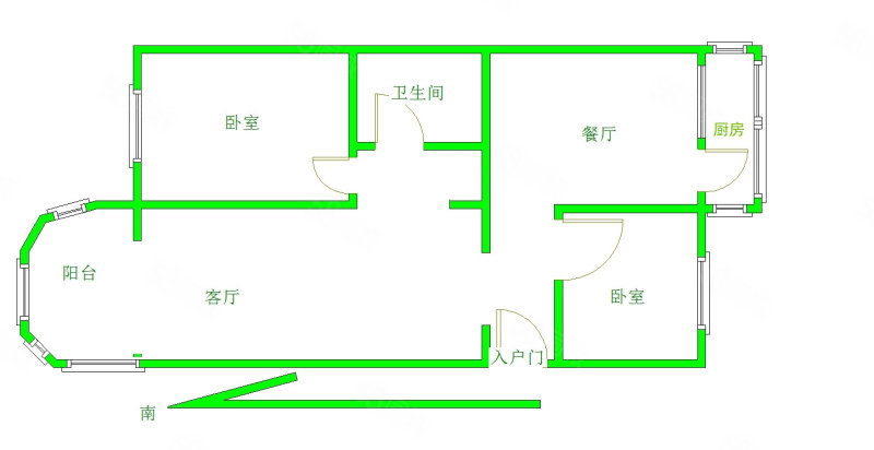 妫水南街26号院2室2厅1卫82.66㎡南北140万