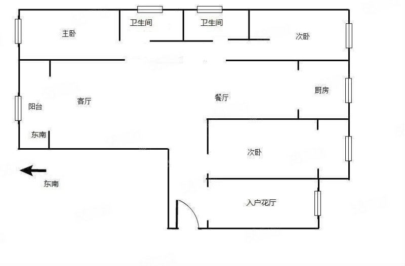 官房都铎城邦3号院4室2厅2卫109.13㎡南北165万