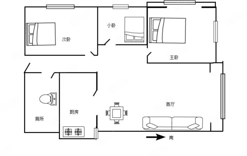 明昊家园(麦积)3室2厅1卫112㎡南北77万