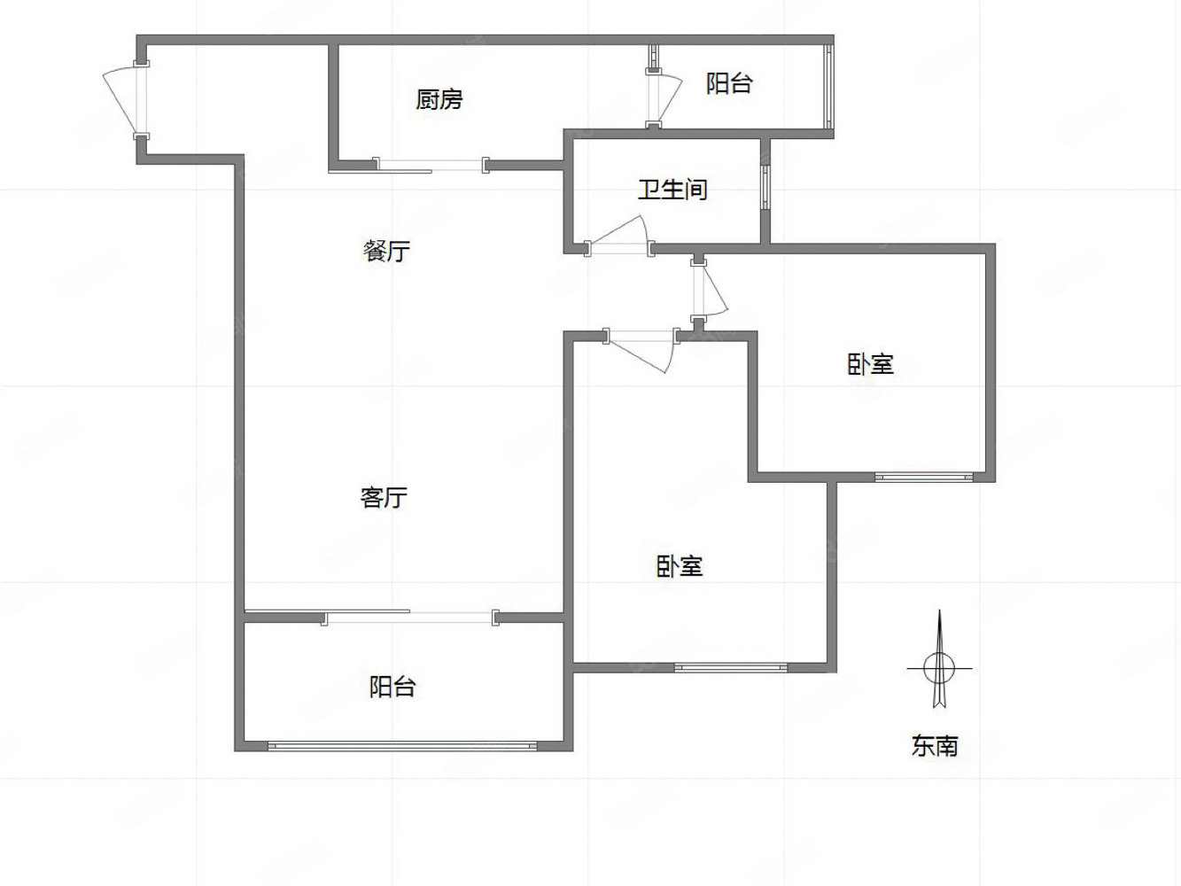 雍江翠湖2室2厅1卫105.19㎡南北165万