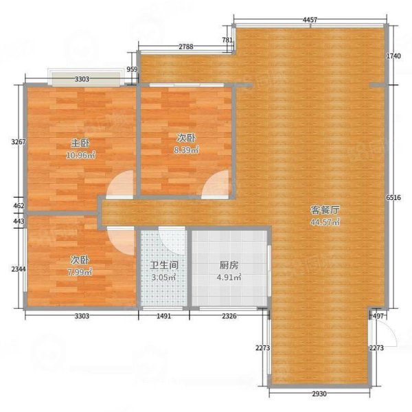 龙汇家园3室2厅1卫110㎡南北46万