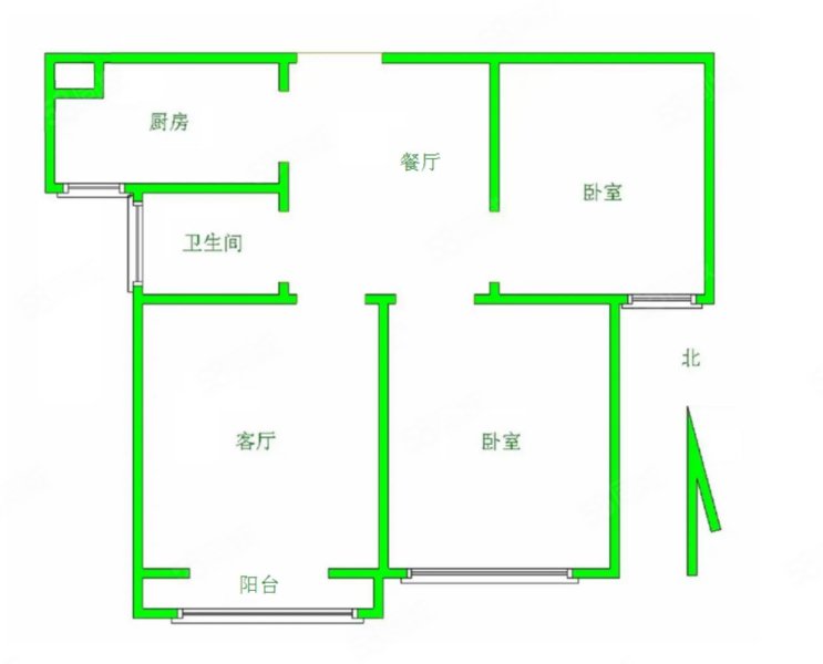 晨巍佳欣(一期)2室2厅1卫96㎡南北69万
