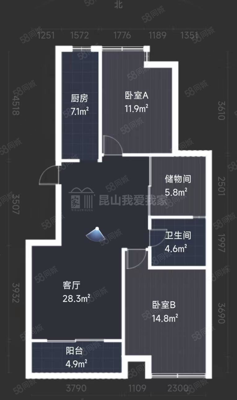 华府庄园3室2厅2卫97㎡南180万