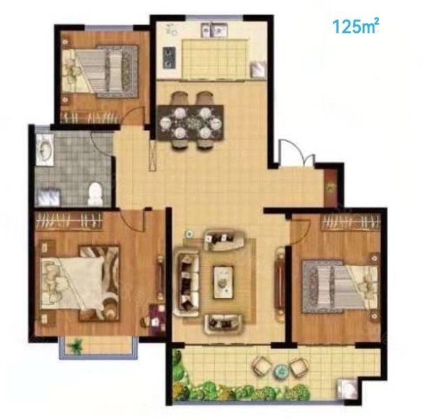 府佑嘉园3室2厅2卫142.87㎡南北75万