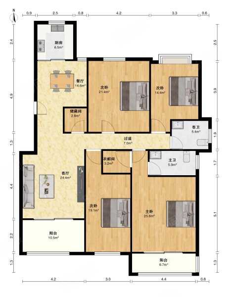 高知公寓4室2厅2卫162㎡南北330万