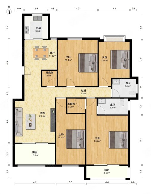 高知公寓4室2厅2卫162㎡南北330万