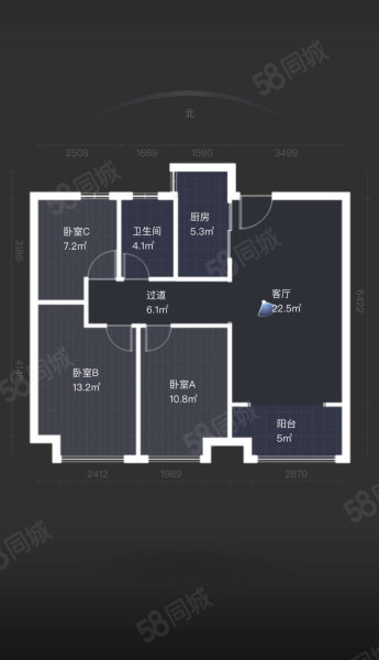 西湖印象3室2厅1卫104㎡南北75万