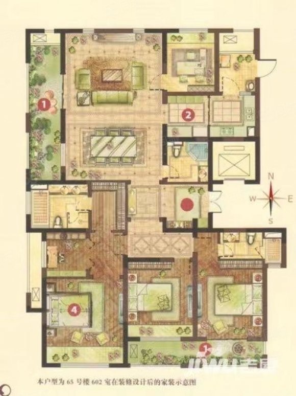 龙湖香醍漫步(北区)4室2厅3卫222㎡南北390万