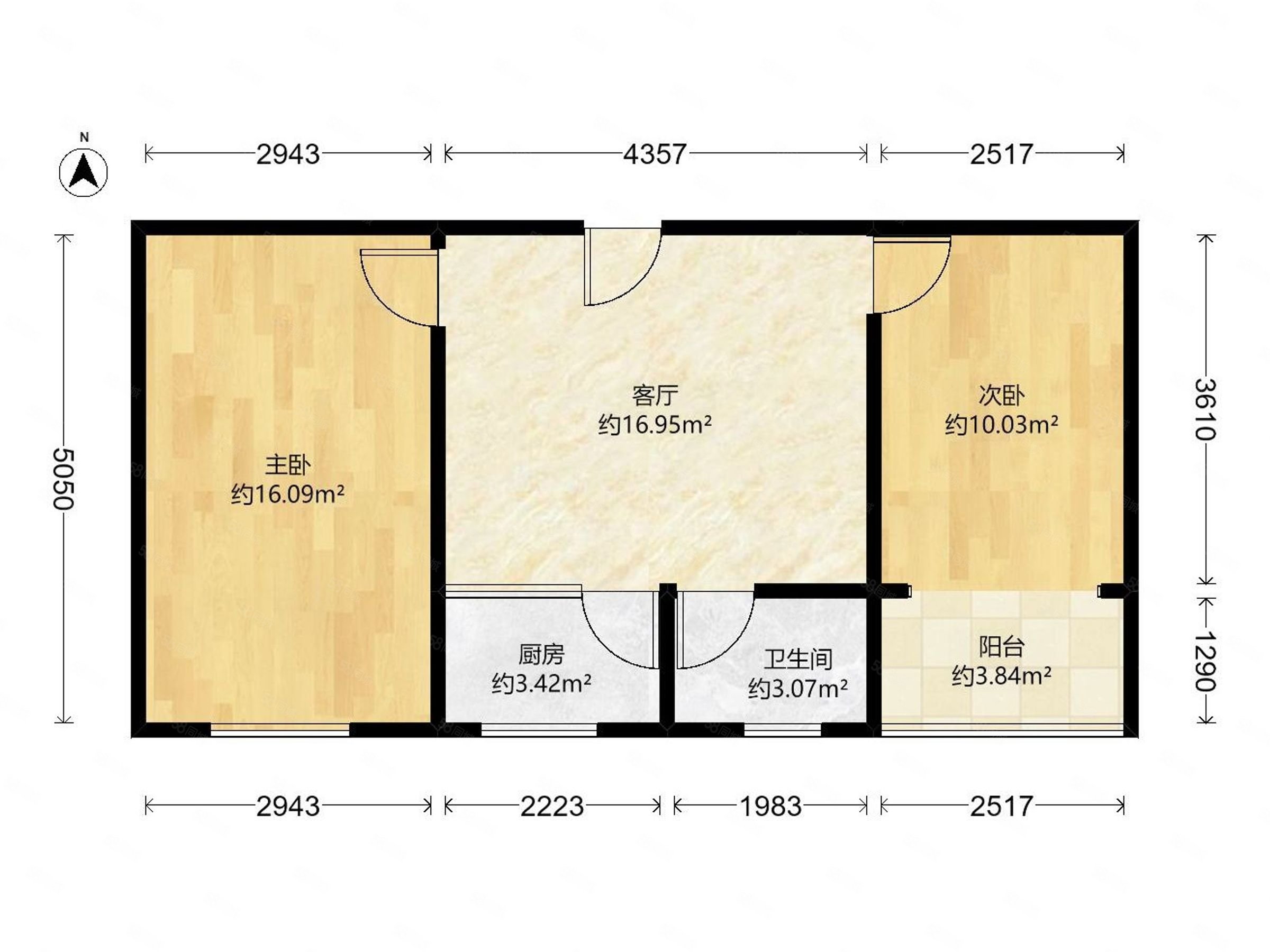 卓达玫瑰园2室1厅1卫75.17㎡南北115万